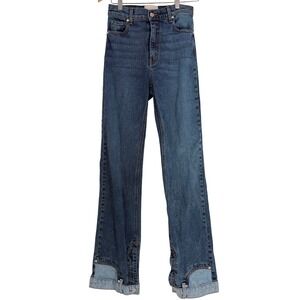 Revice Denim Jeans Womens Blue Straight Leg High Rise Split Cuff Stylish